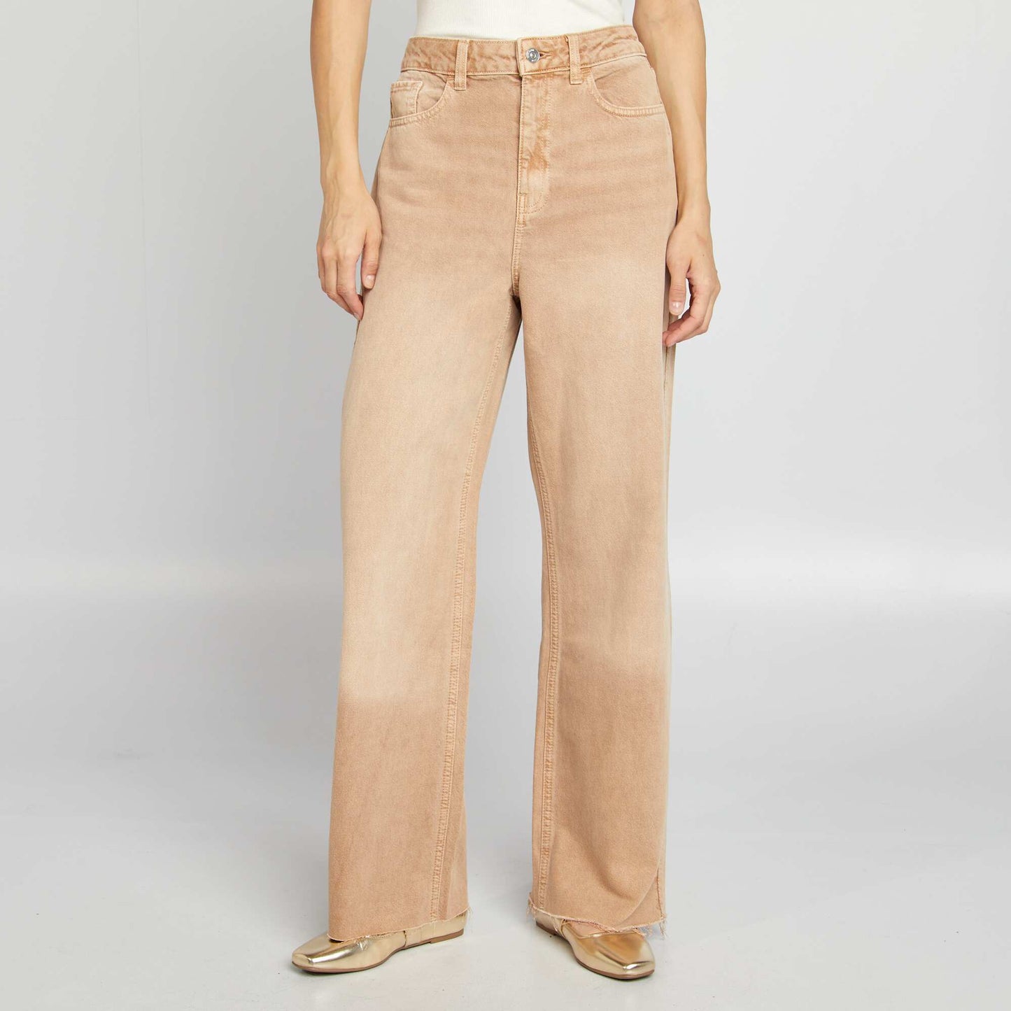 High-rise wide-leg jeans BEIGE