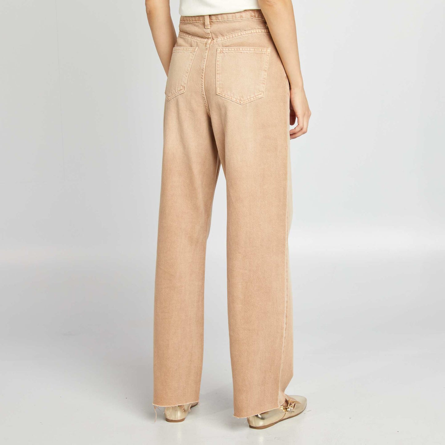 High-rise wide-leg jeans BEIGE