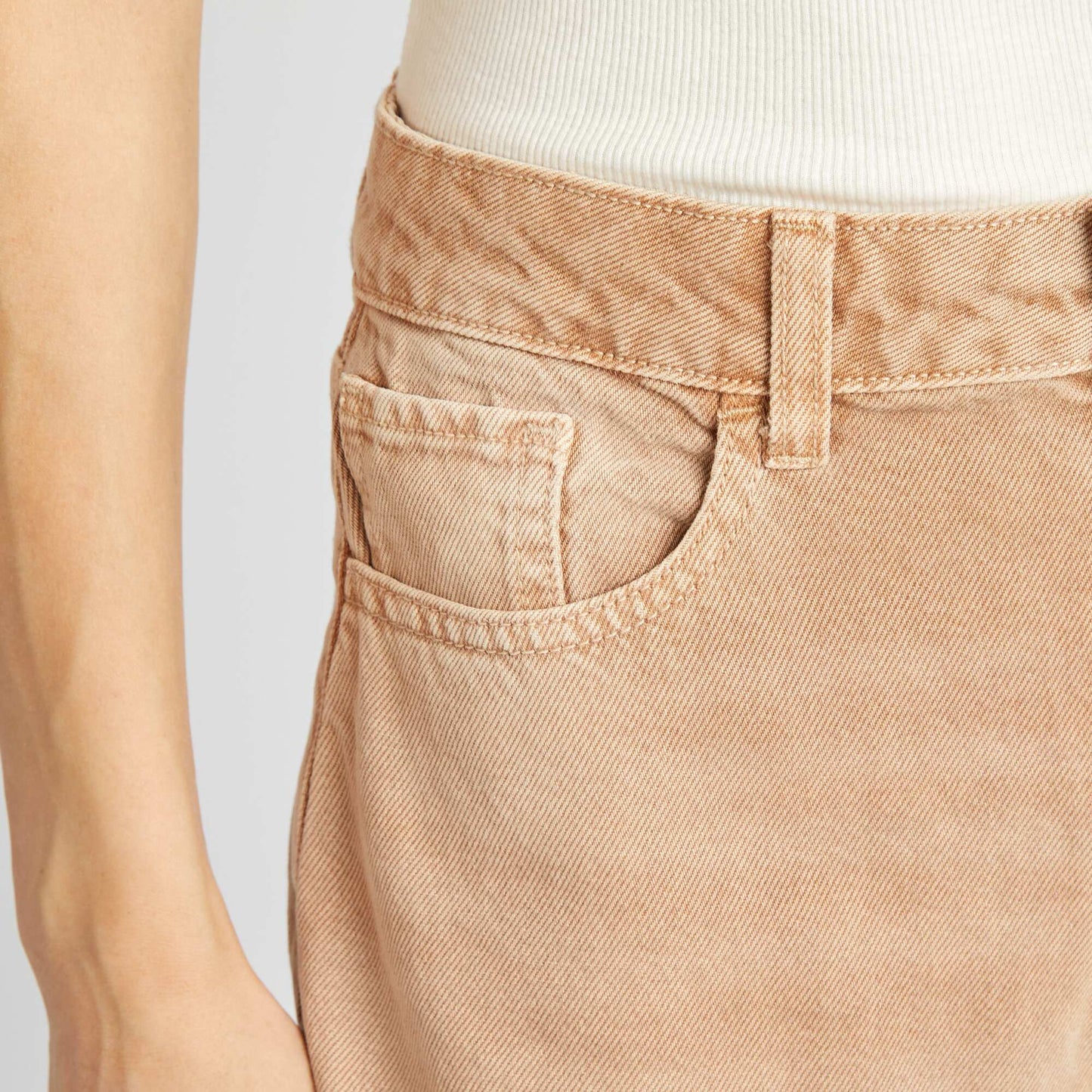 High-rise wide-leg jeans BEIGE