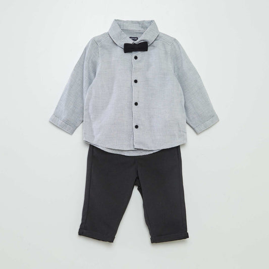 Shirt  trousers and bow tie set - 3-piece set black