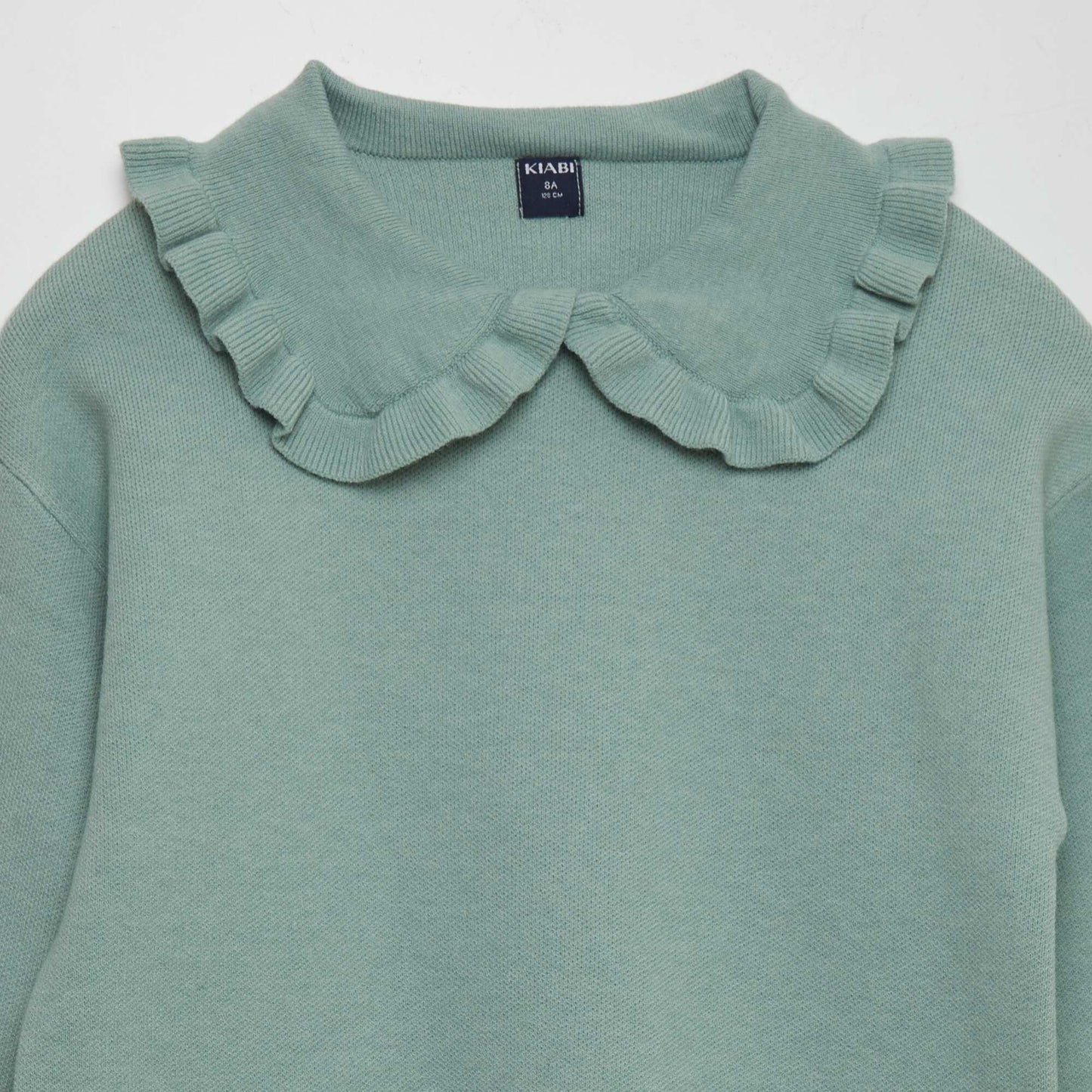 Plain jumper with a Peter Pan collar GREEN