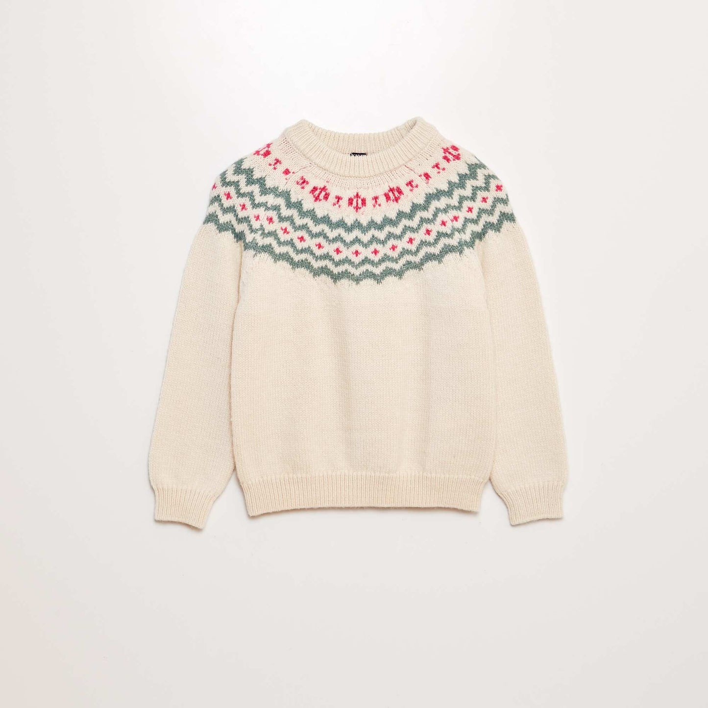 Round-neck jacquard sweater BEIGE