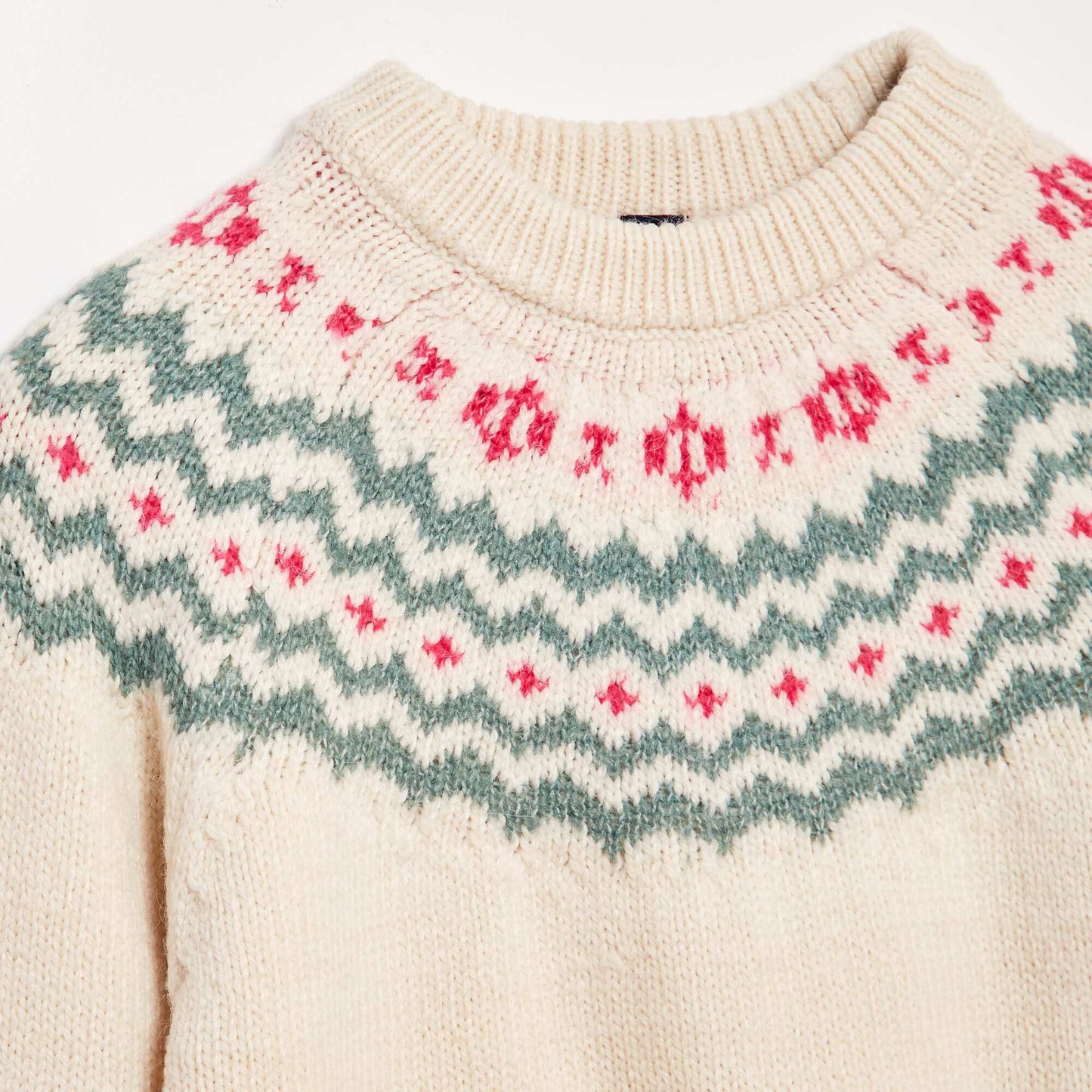 Round-neck jacquard sweater BEIGE