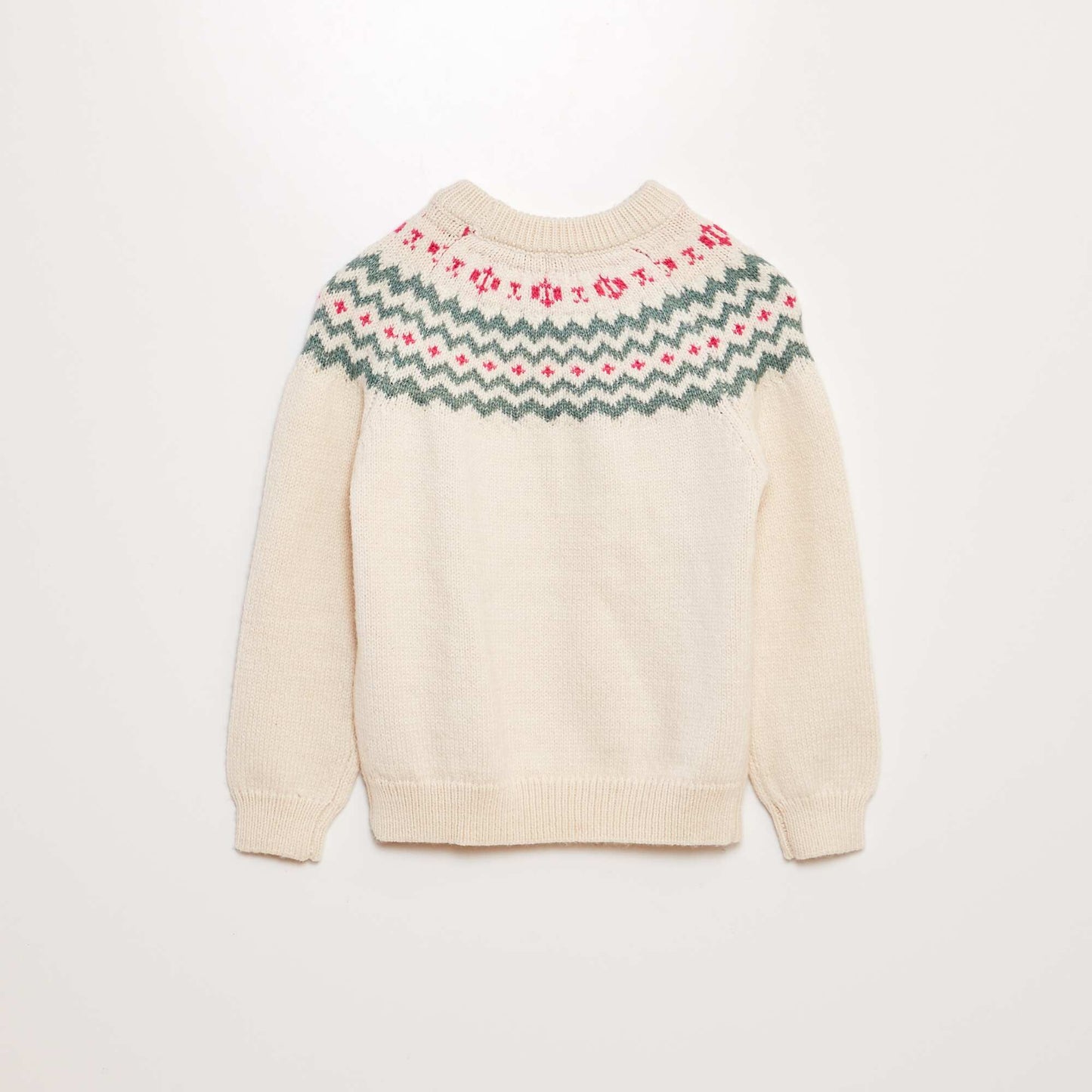 Round-neck jacquard sweater BEIGE