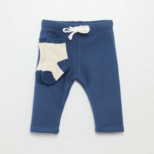 Knitted trousers + socks BLUE