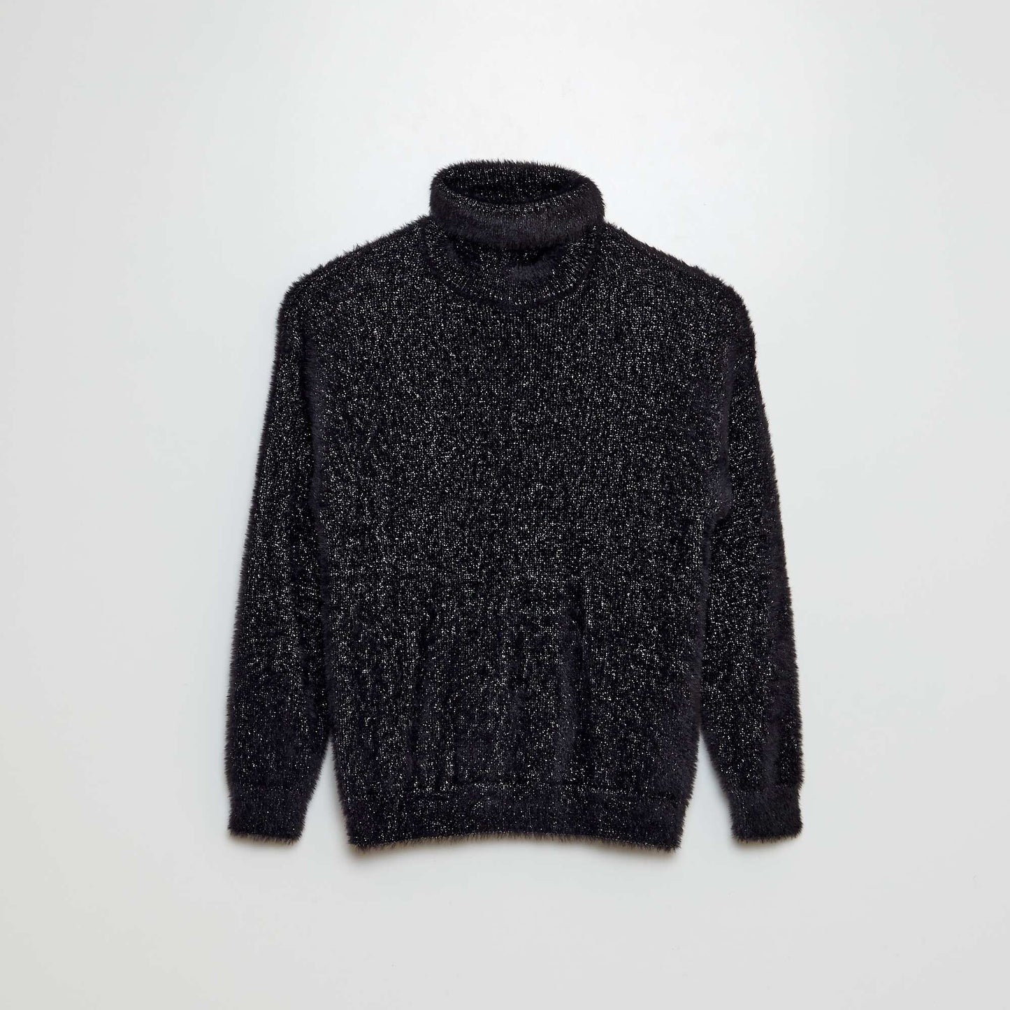 Fuzzy knit sweater BLACK