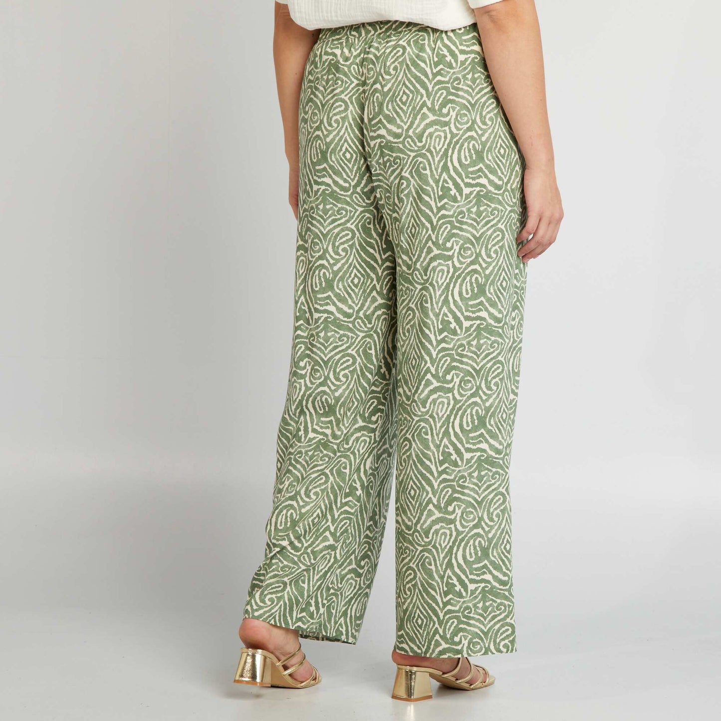 Patterned wide-leg trousers GREEN