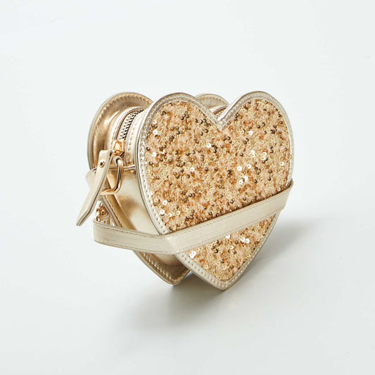 Sequined heart bag BEIGE