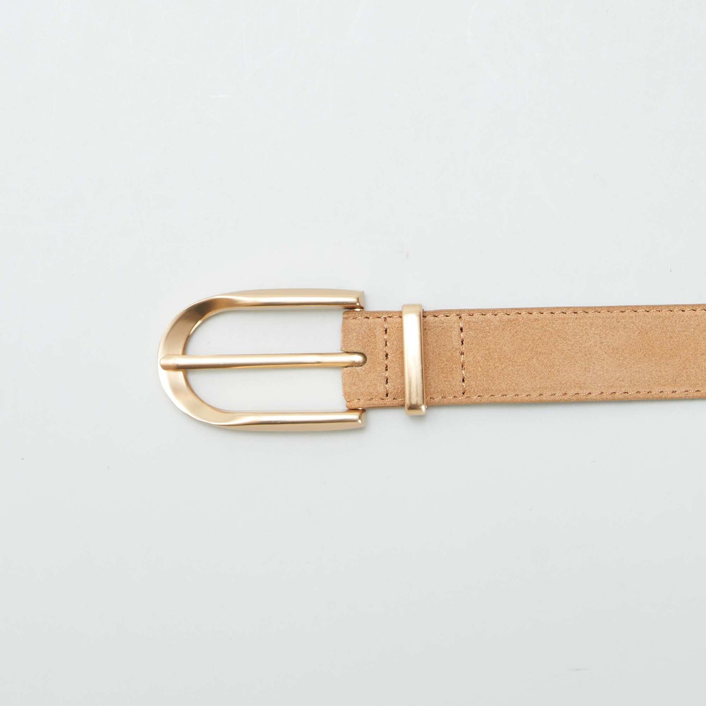 Suedette belt with gold metal buckle BROWN