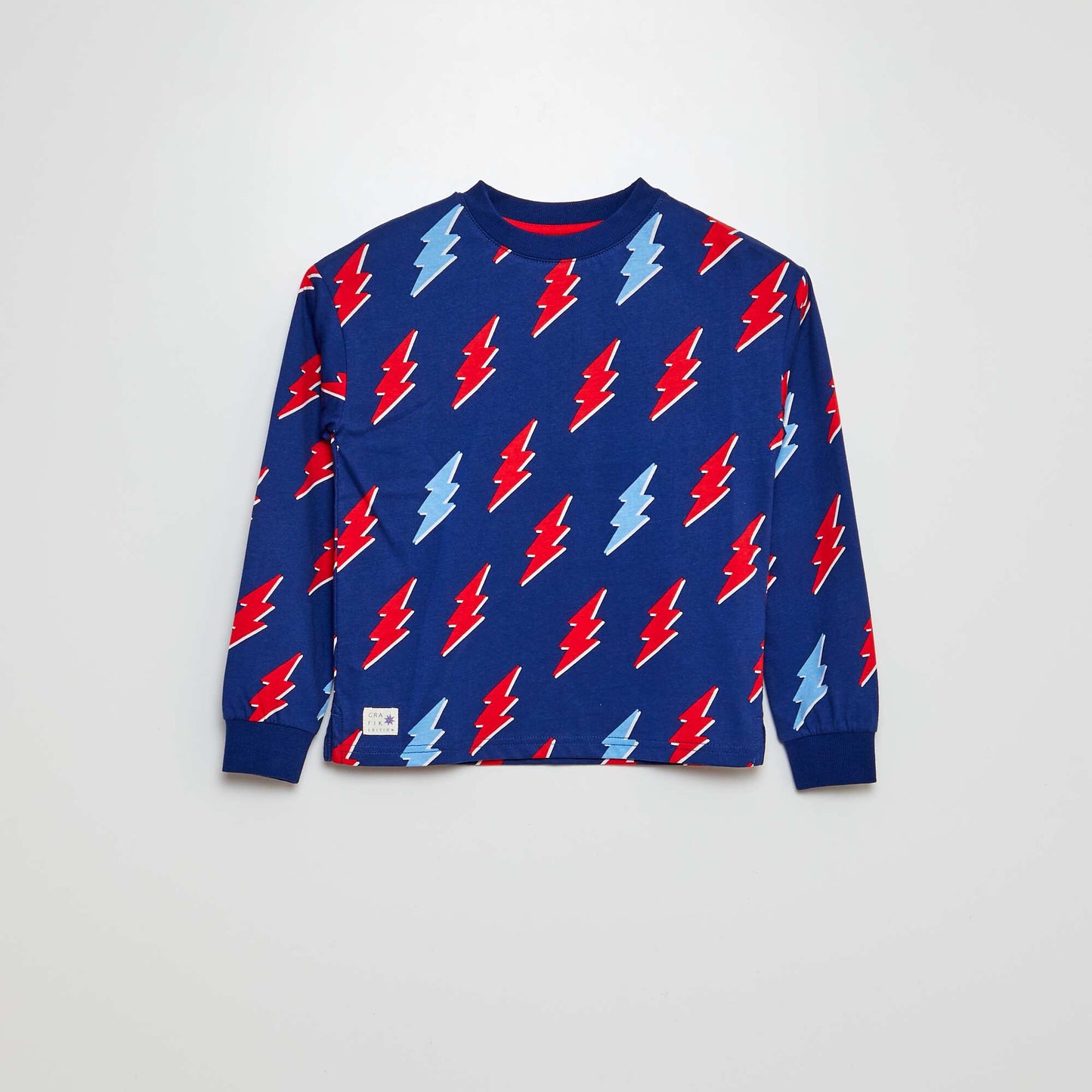 Long-sleeved printed T-shirt BLUE