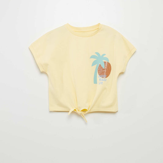 T-shirt with tie hem YELLOW