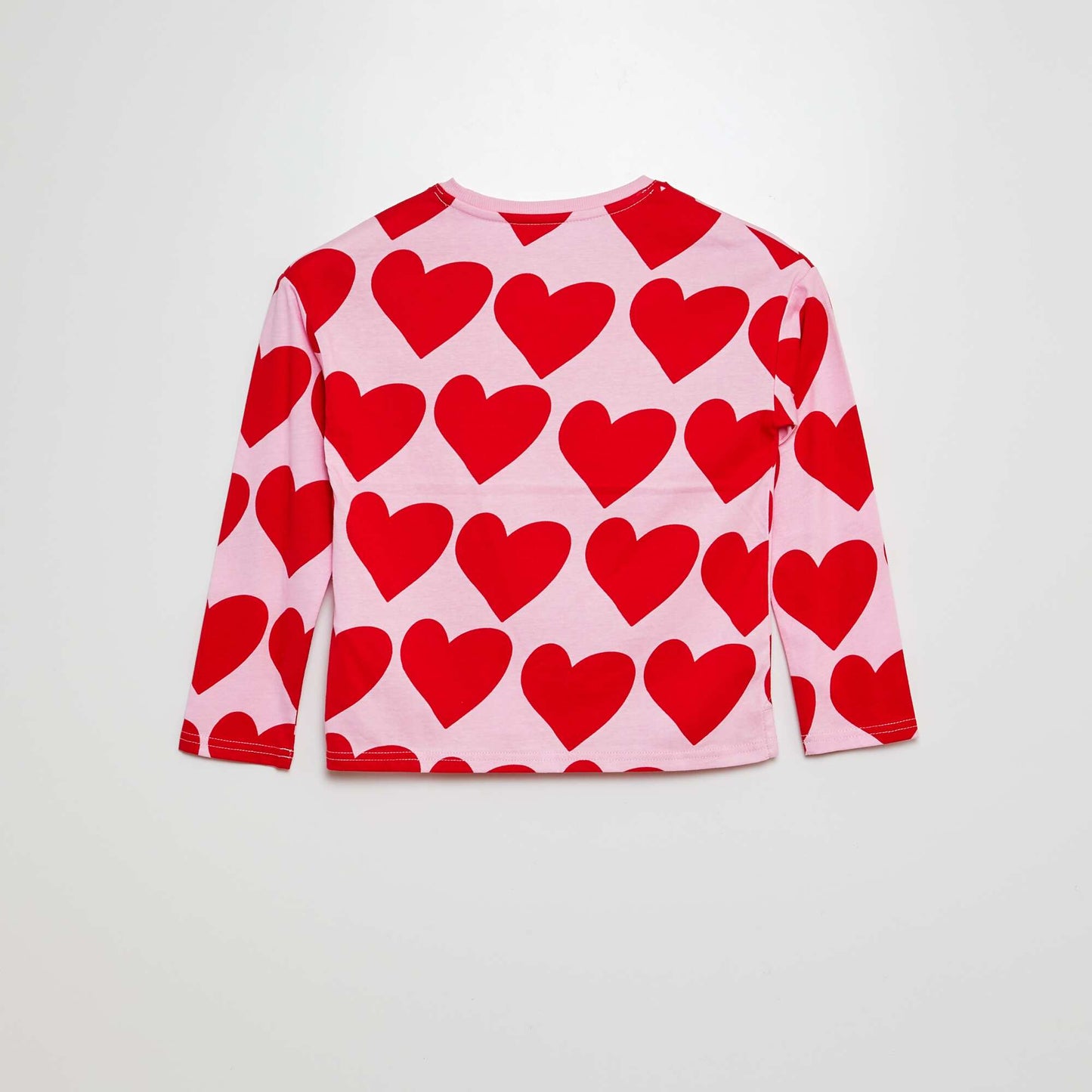 Long-sleeved heart-printed T-shirt PINK