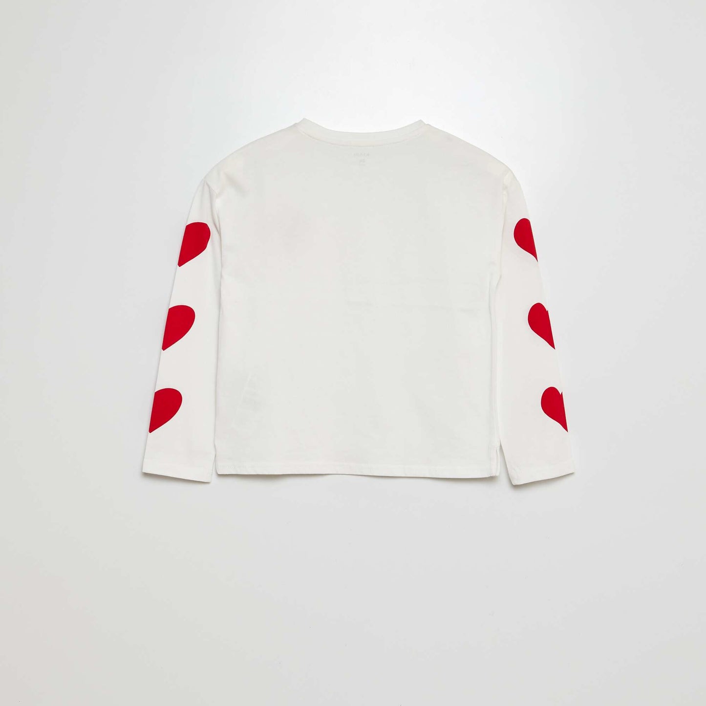 Long-sleeved heart-printed T-shirt WHITE