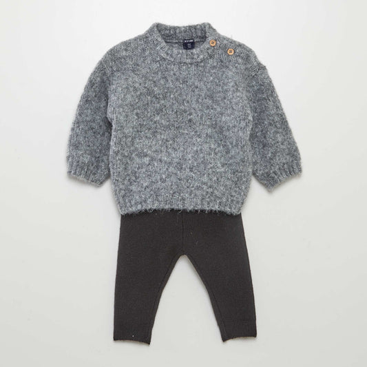 Knit sweater + leggings set - 2-piece set BLACK