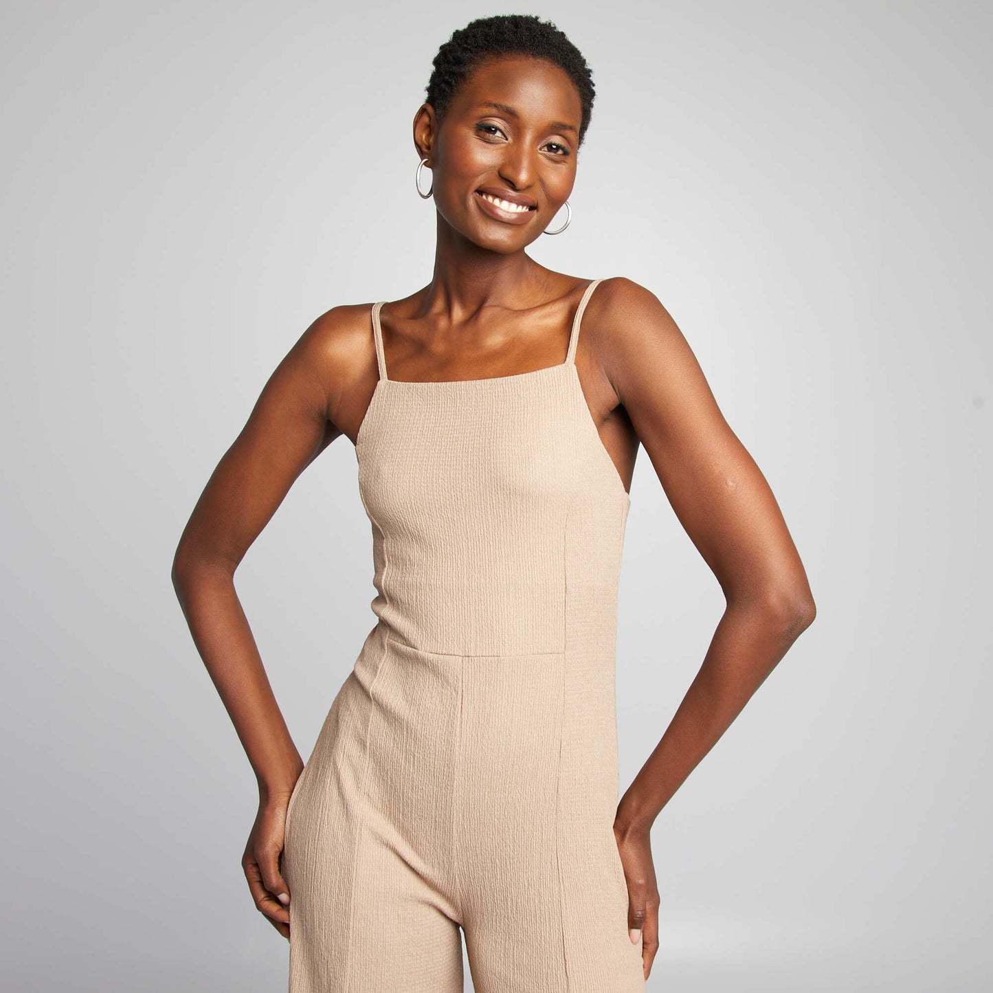 Waffle-knit jumpsuit BEIGE