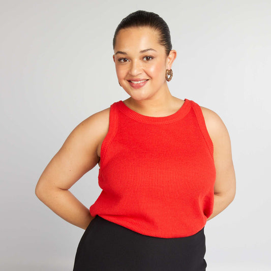 Ribbed knit tank top red