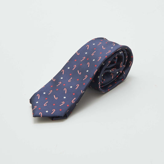 Patterned Christmas tie BLUE