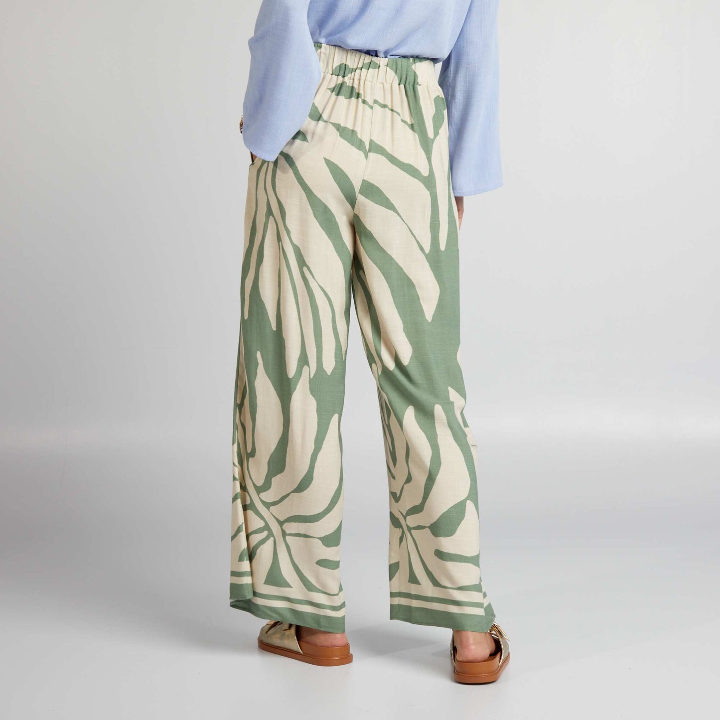 Printed wide-leg trousers GREEN