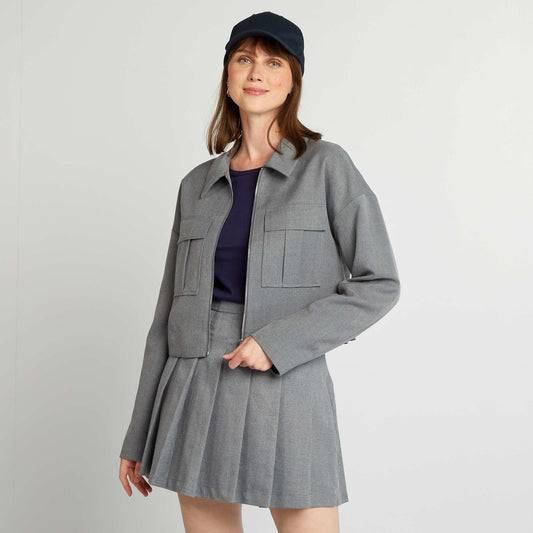 Zipped jacket with shirt collar GREY