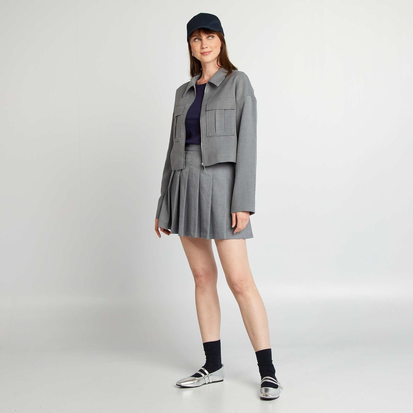 Zipped jacket with shirt collar GREY