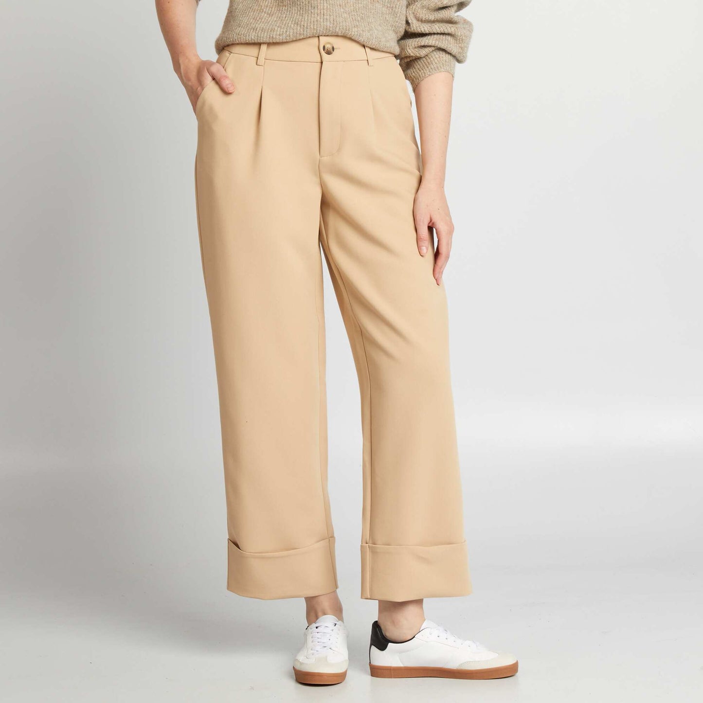 Cuffed cigarette trousers BEIGE