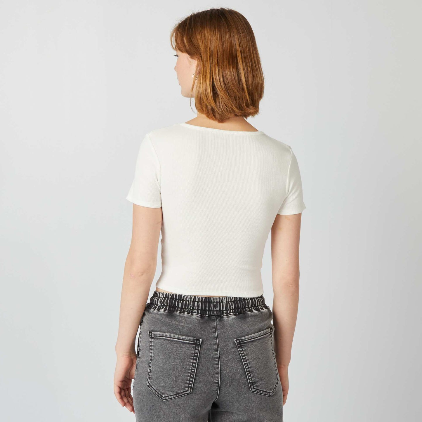 Basic cropped T-shirt WHITE