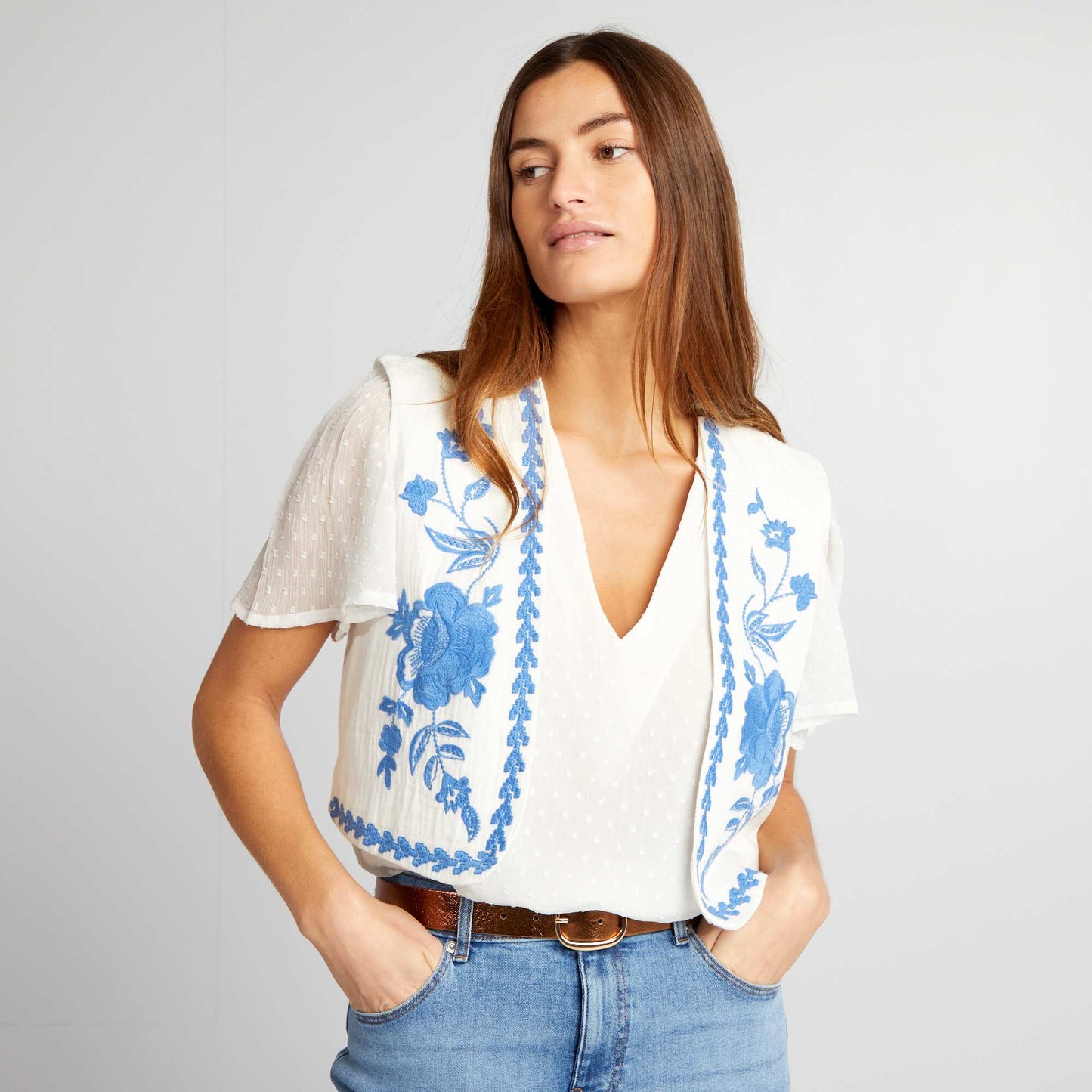 Embroidered waistcoat BLUE