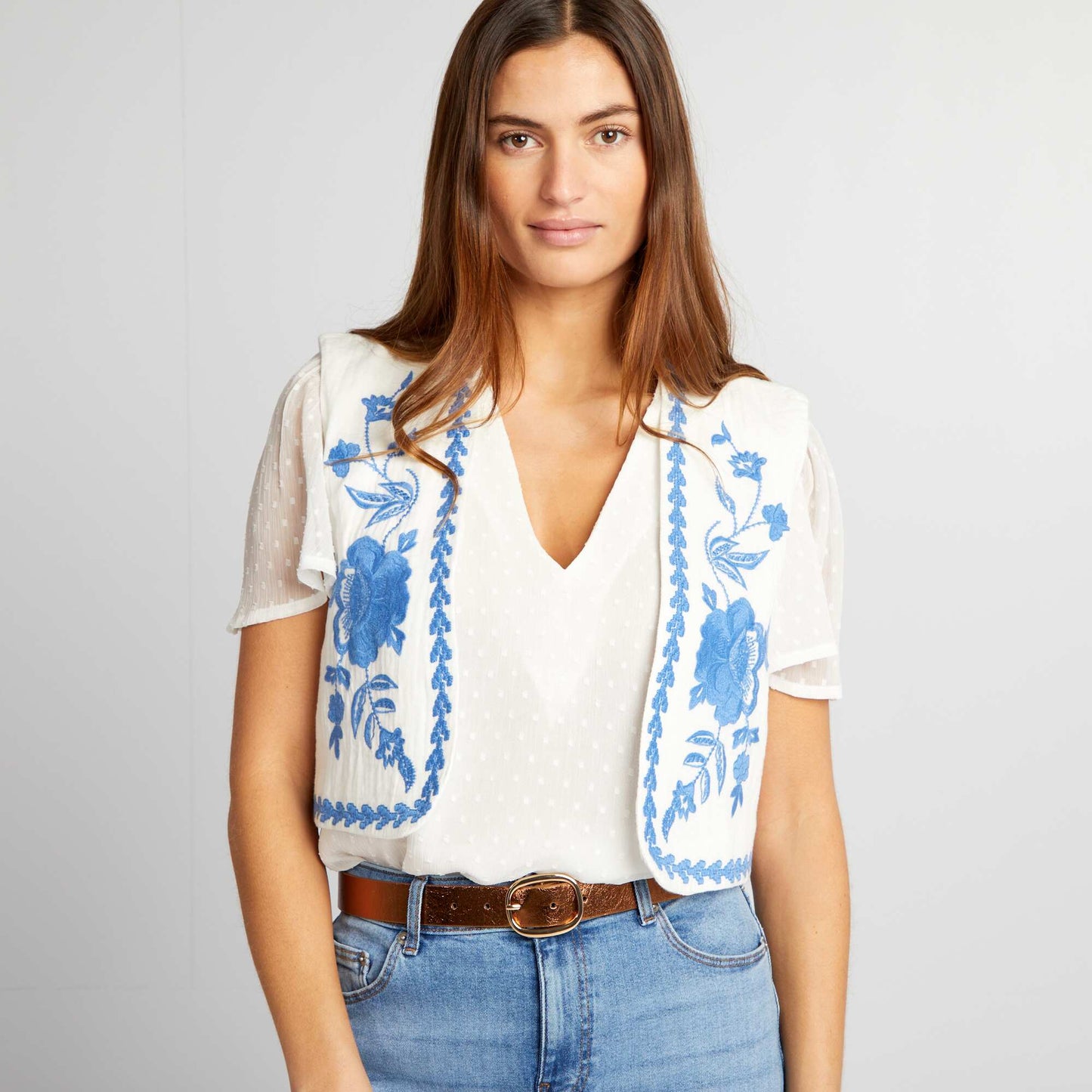 Embroidered waistcoat BLUE