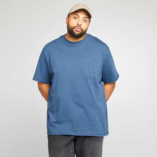 Short-sleeved T-shirt with breast pocket BLUE