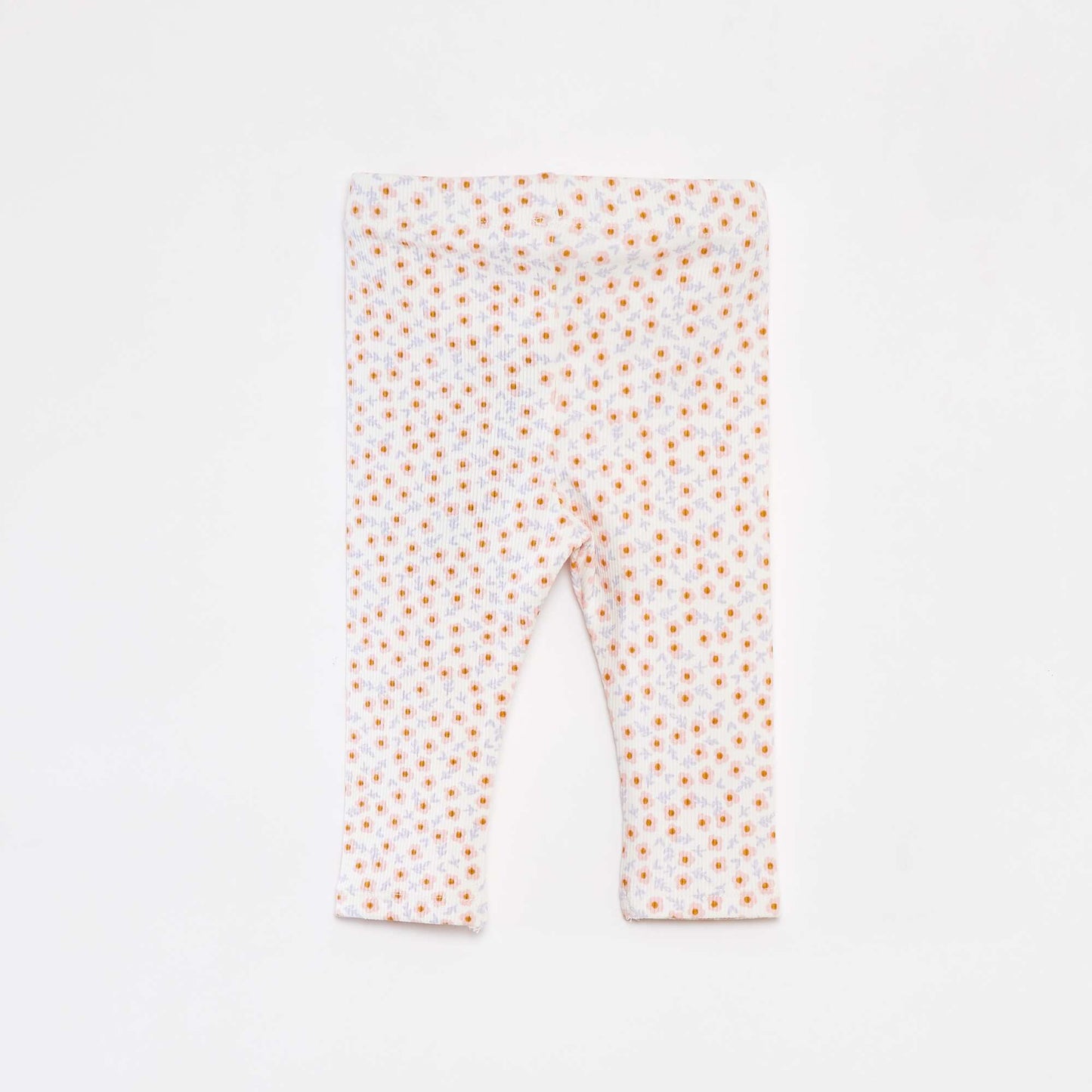 Ribbed leggings with decorative buttons WHITE