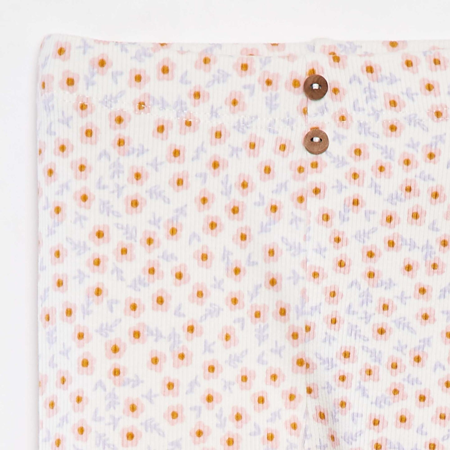 Ribbed leggings with decorative buttons WHITE