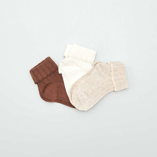 Pack of 3 pairs of baby socks BEIGE