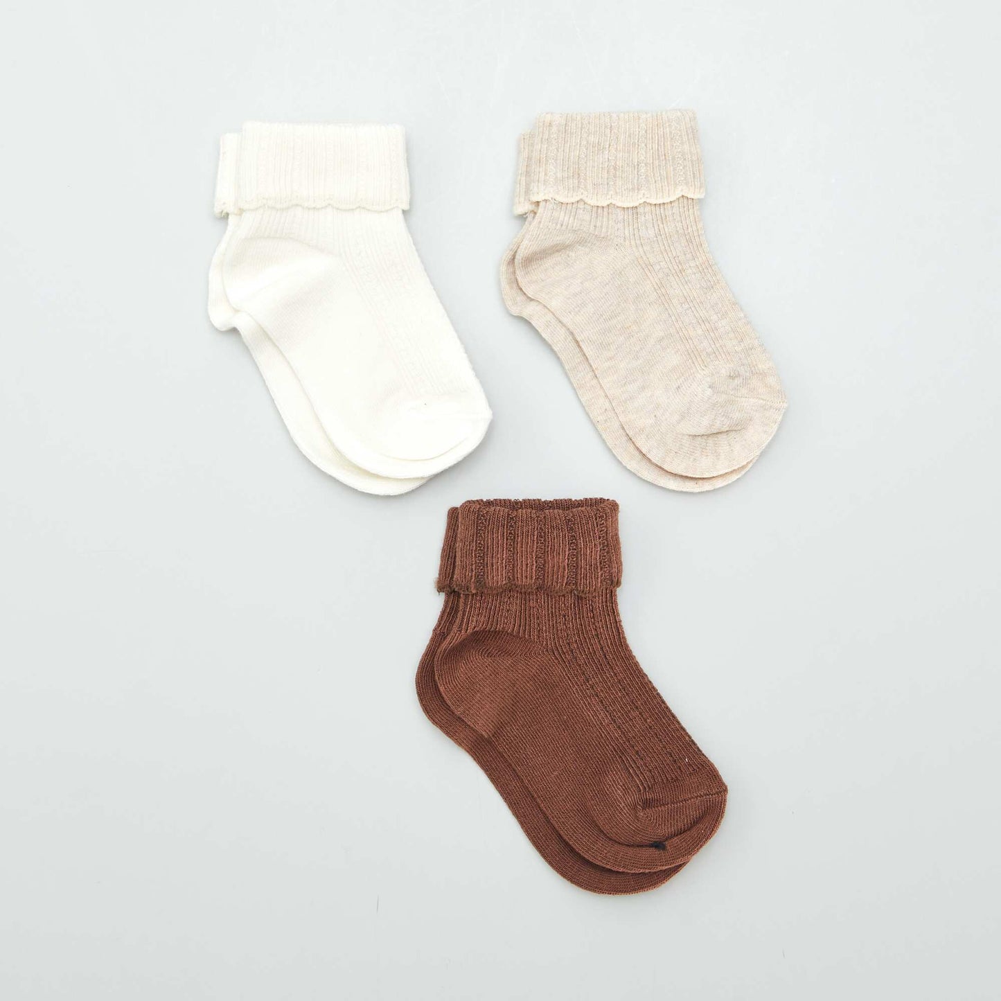 Pack of 3 pairs of baby socks BEIGE