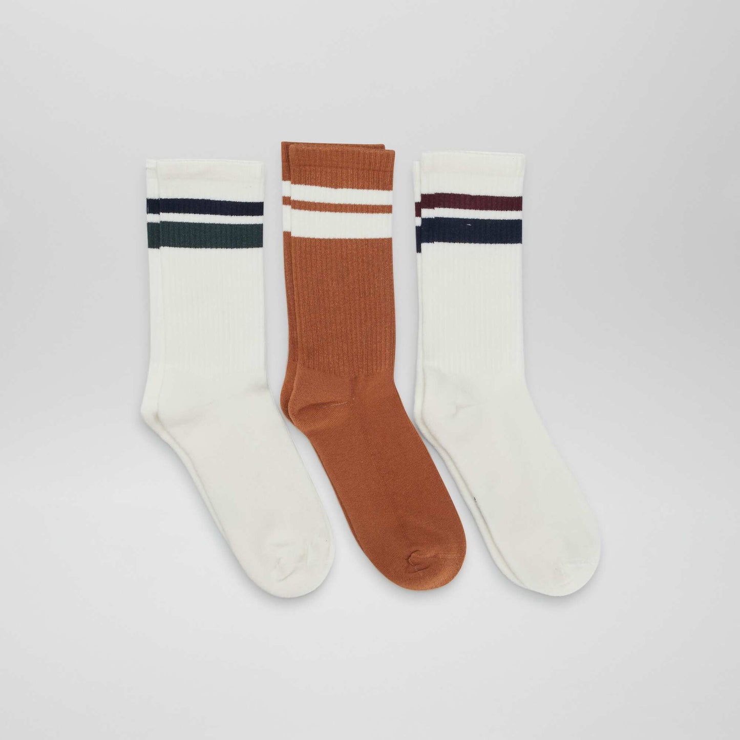 Long knitted socks - Pack of 3 BROWN