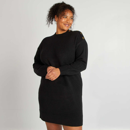 Jumper dress with fancy buttons BLACK