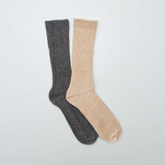 Pack of 2 pairs of flecked socks GREY