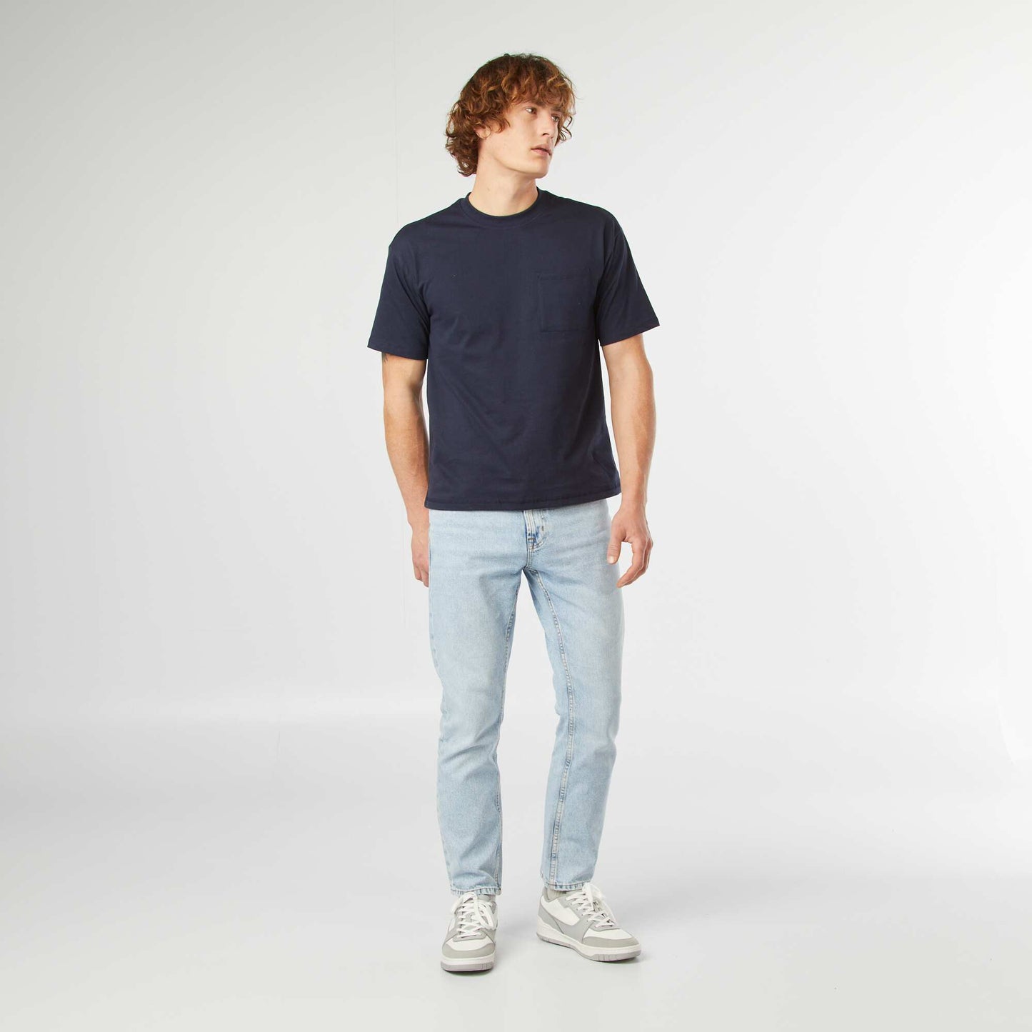 Plain T-shirt with breast pocket BLUE