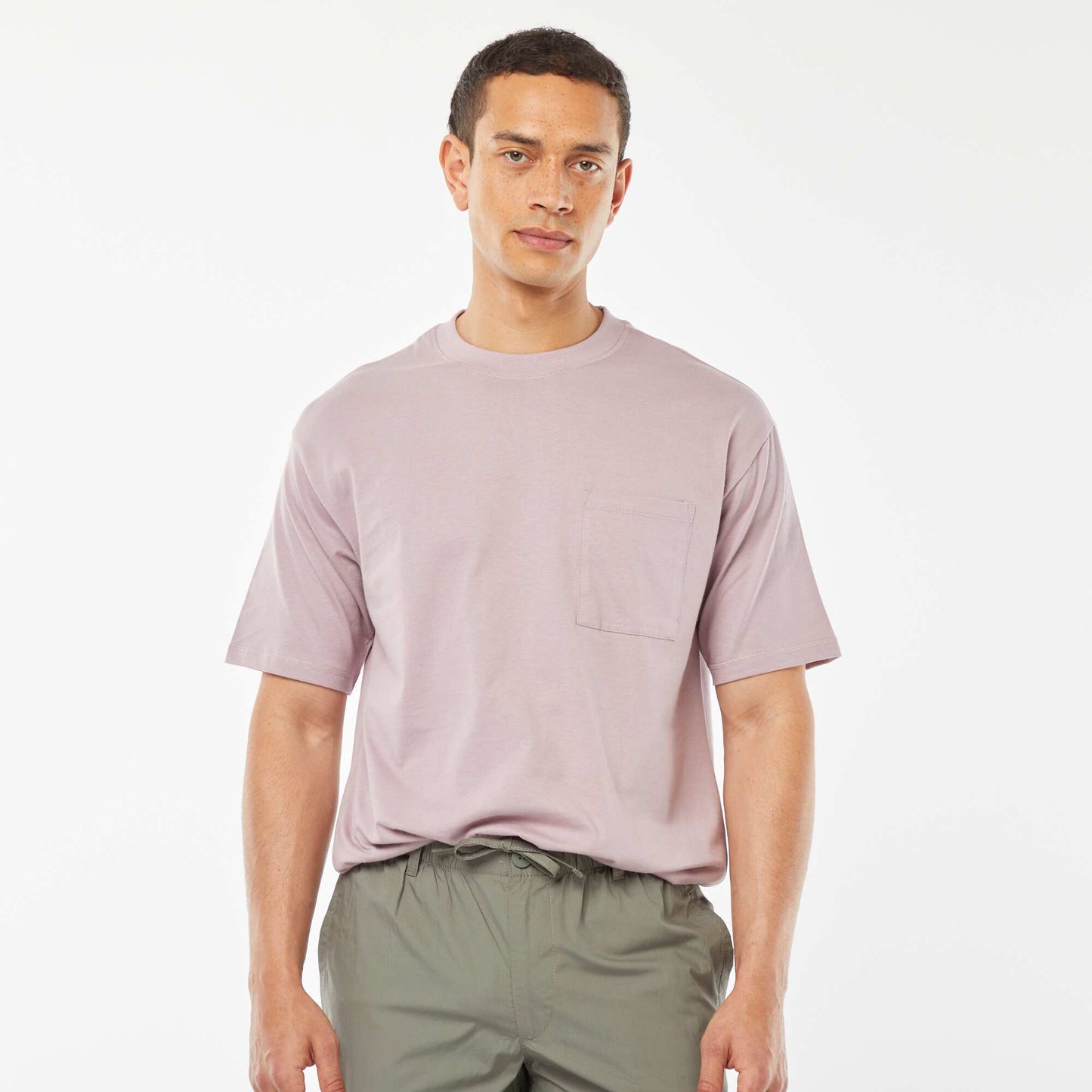 Plain T-shirt with breast pocket PURPLE