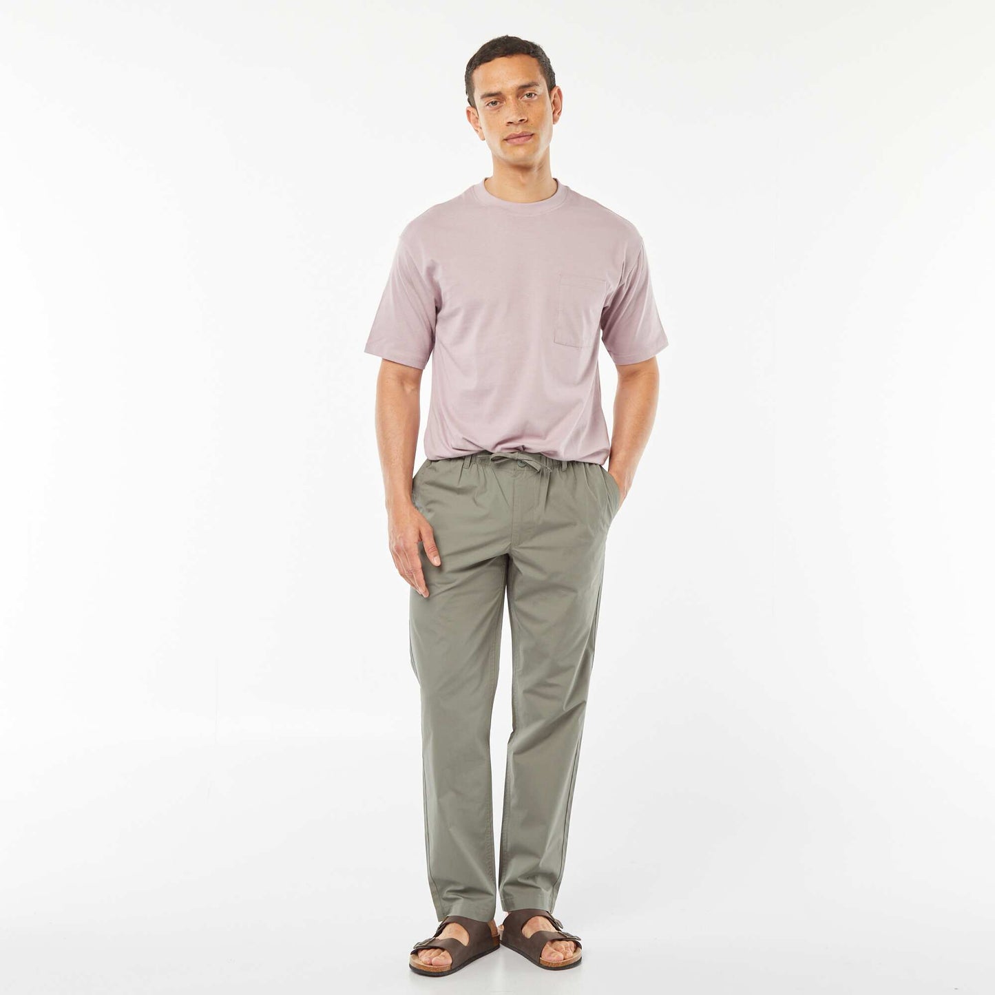 Plain T-shirt with breast pocket PURPLE