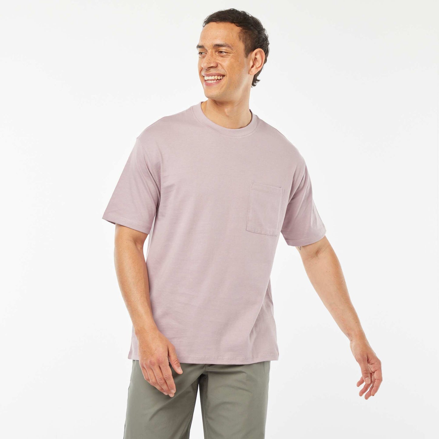 Plain T-shirt with breast pocket PURPLE