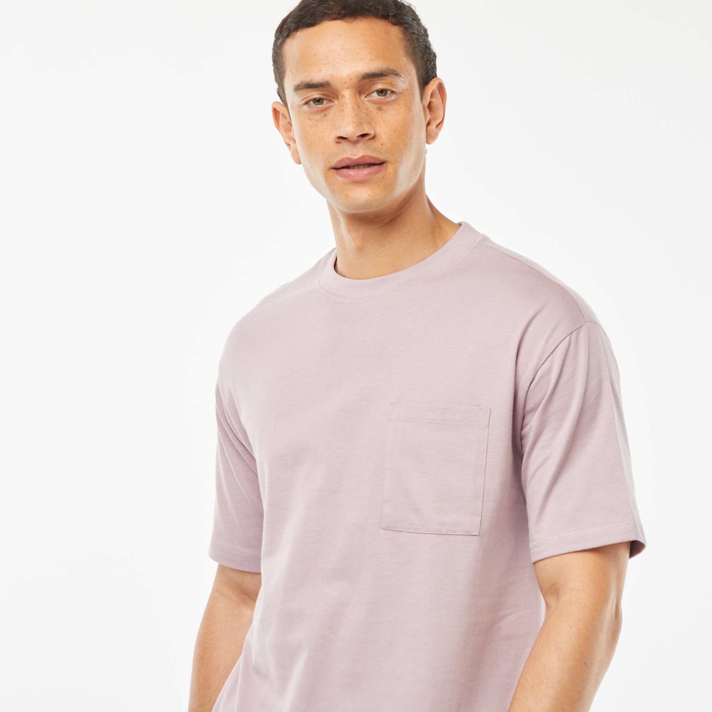 Plain T-shirt with breast pocket PURPLE
