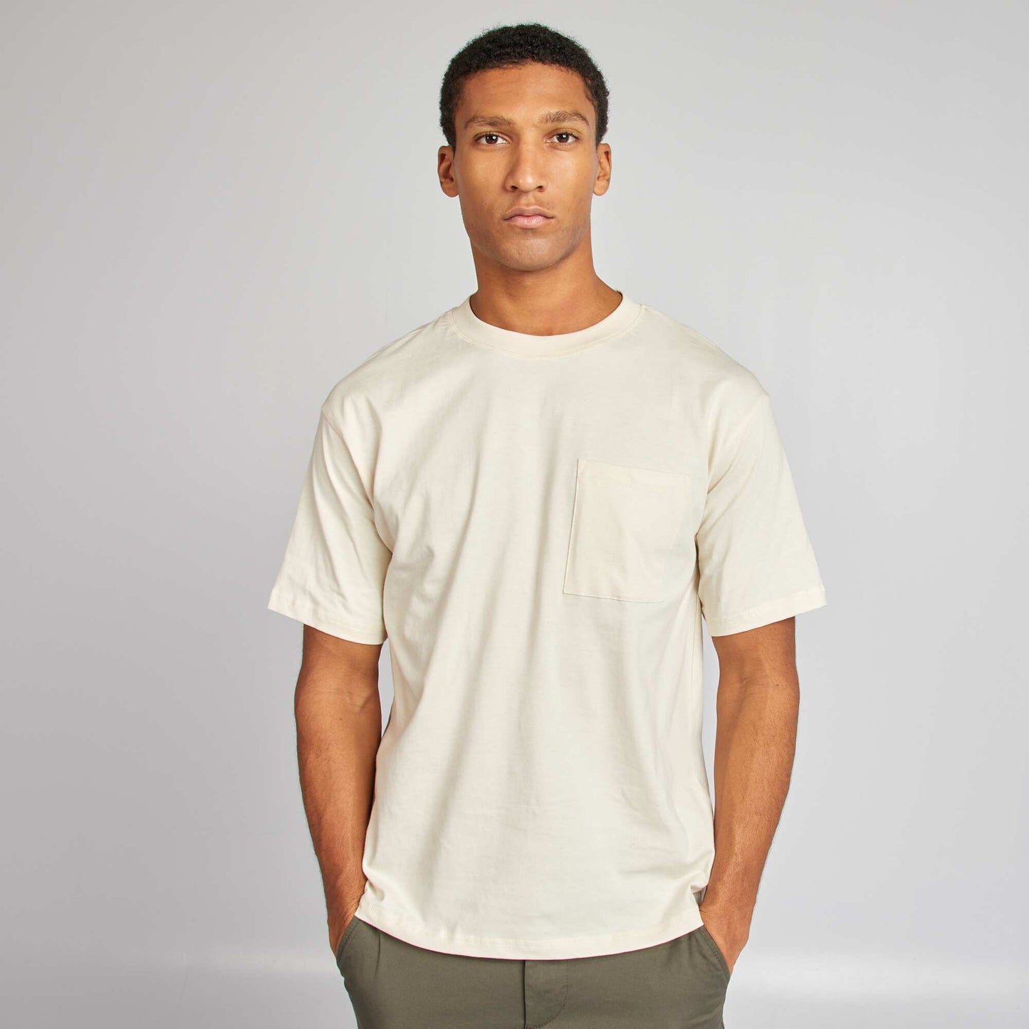 Plain T-shirt with breast pocket WHITE