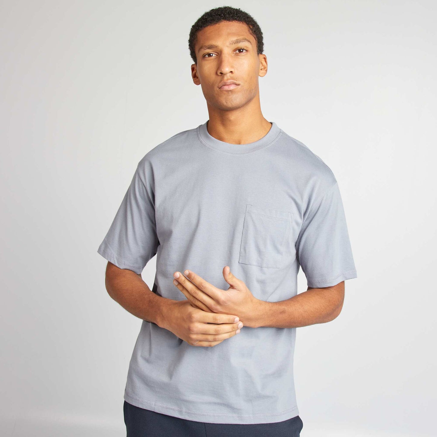 Plain T-shirt with breast pocket BLUE