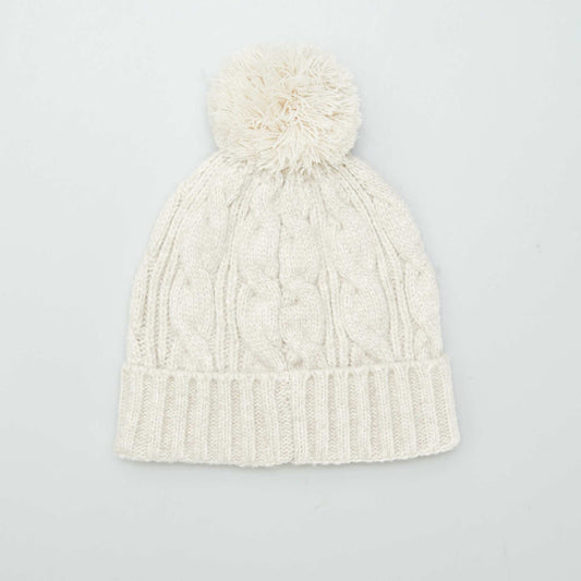 Cable-knit beanie BEIGE