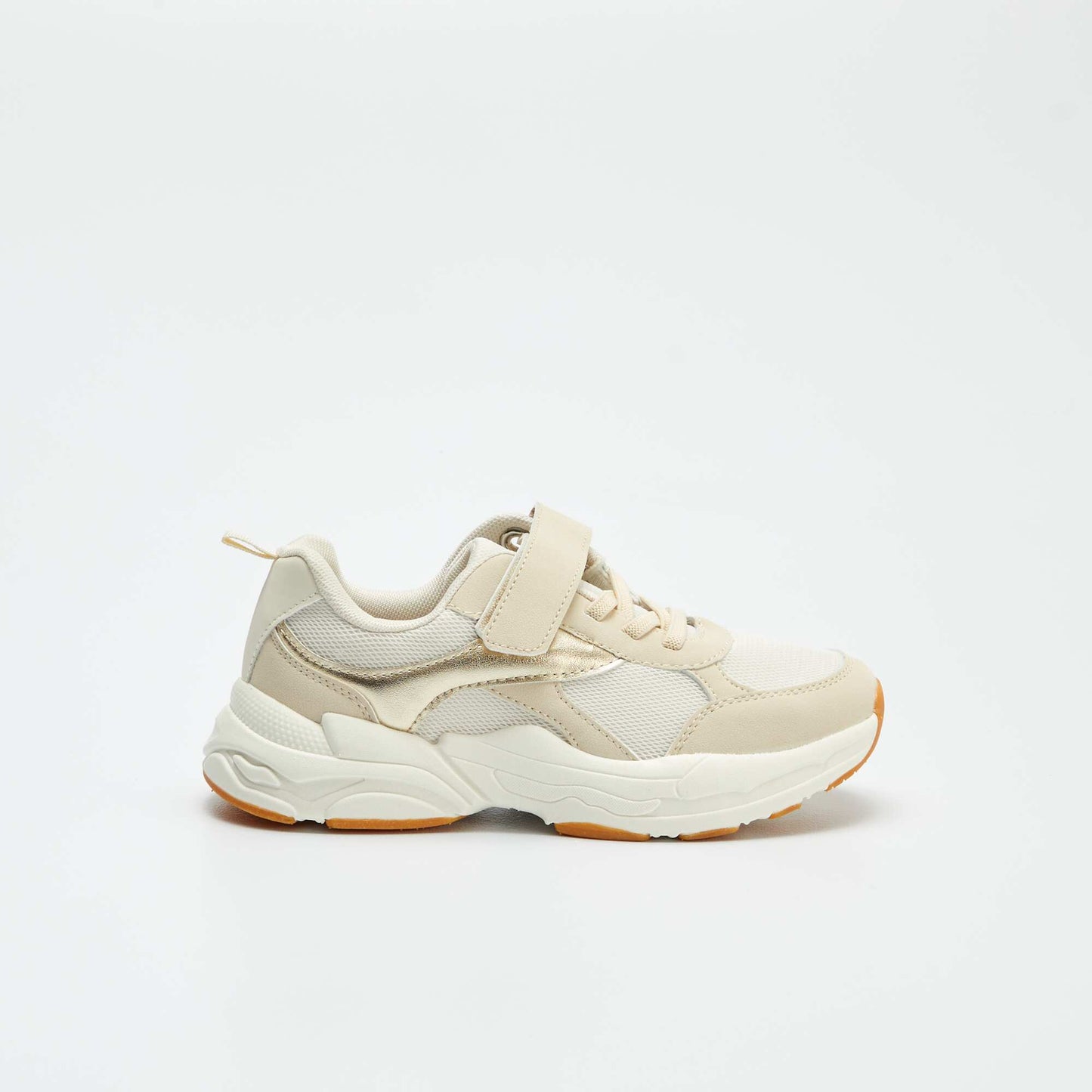 Dual material Velcro trainers BEIGE