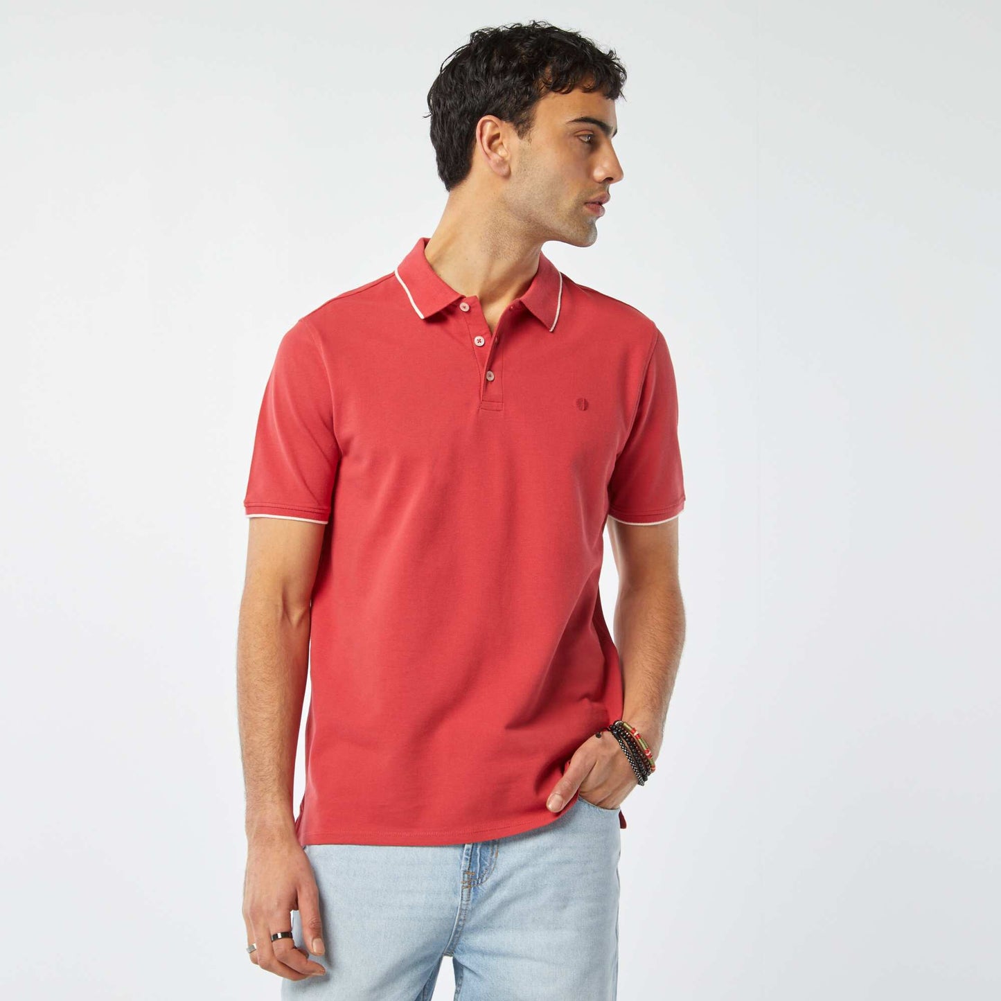 Cotton piqué polo shirt RED