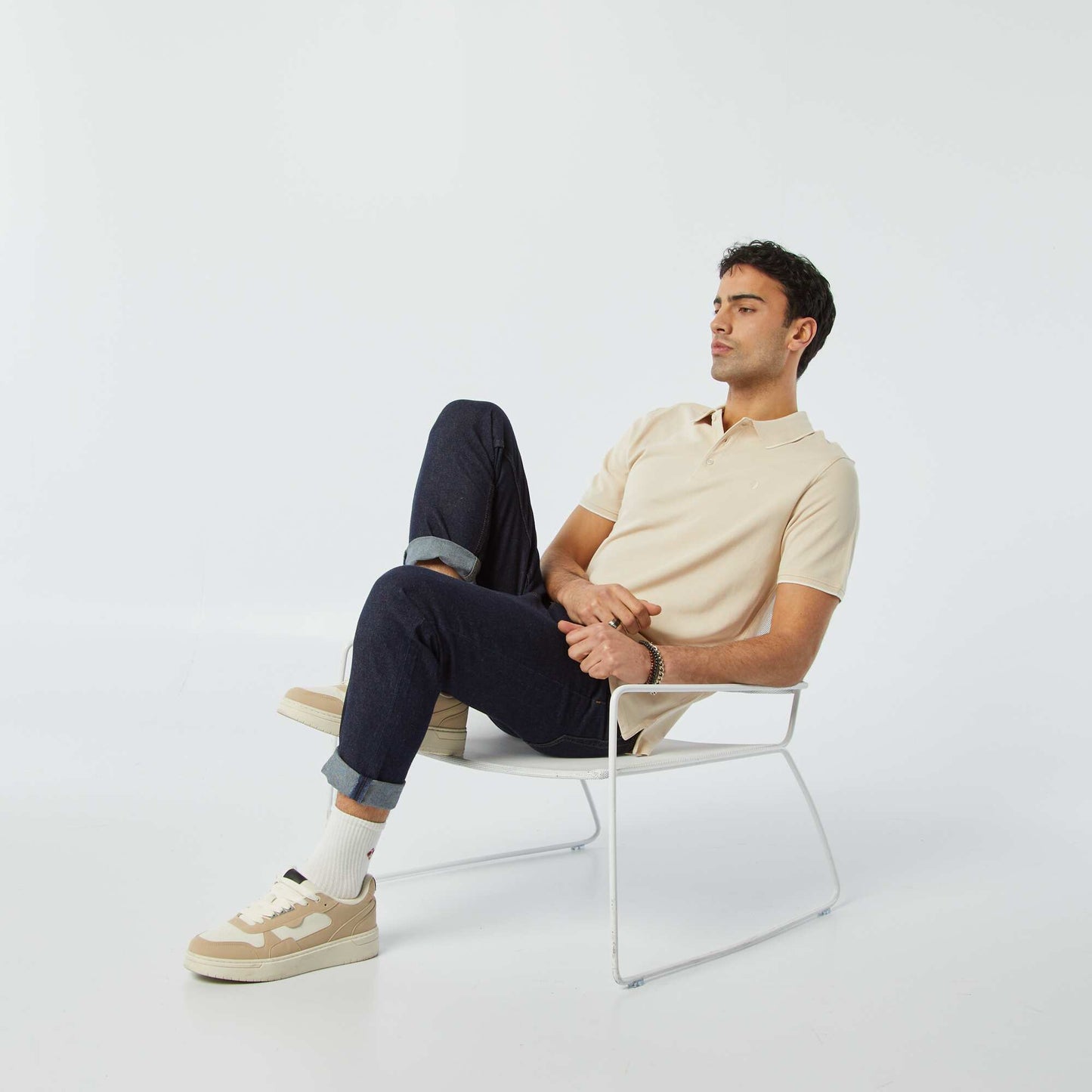 Cotton piqué polo shirt BEIGE