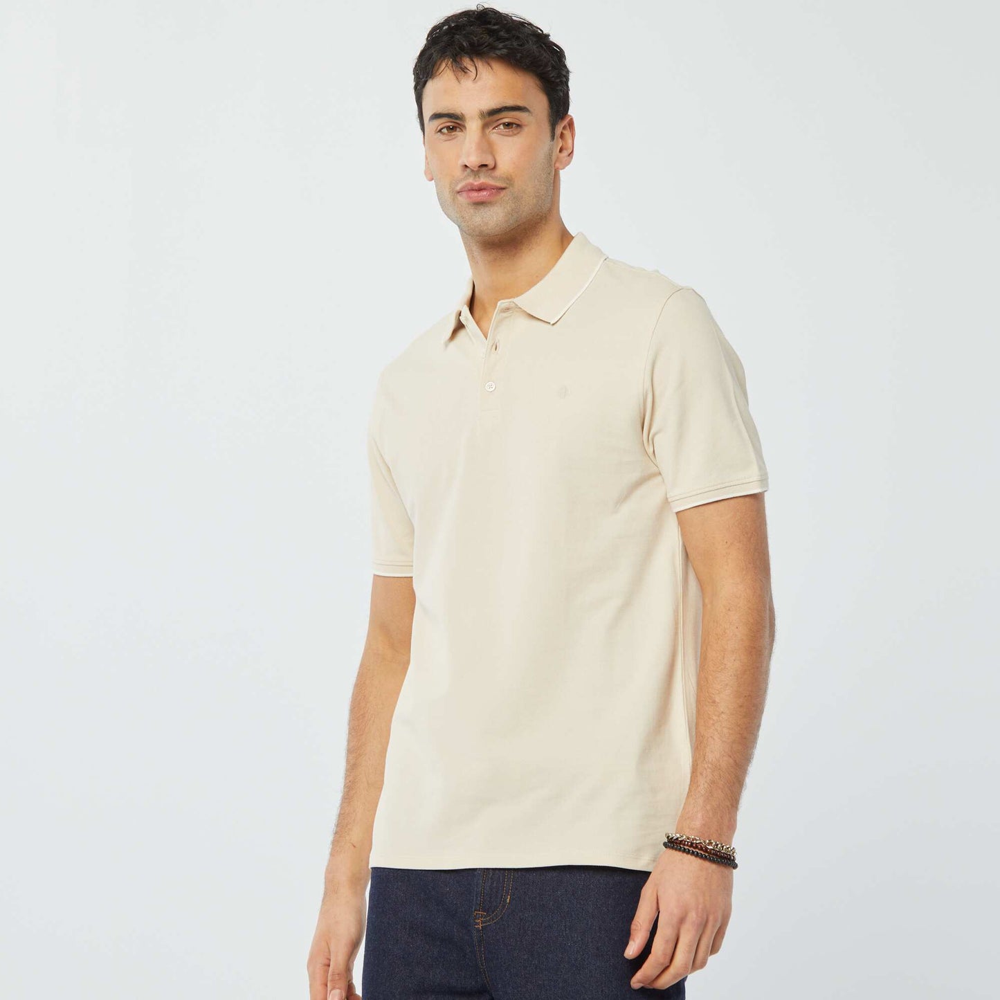 Cotton piqué polo shirt BEIGE
