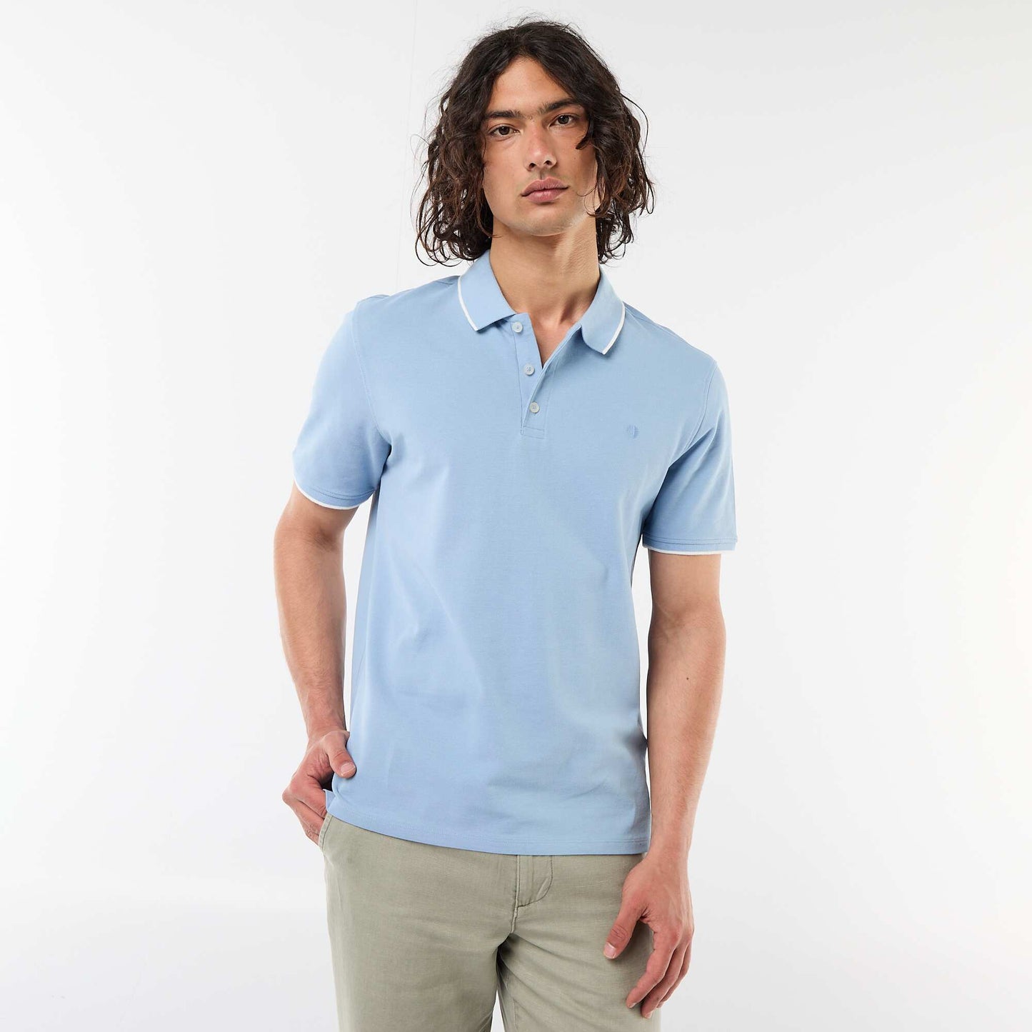 Cotton piqué polo shirt BLUE