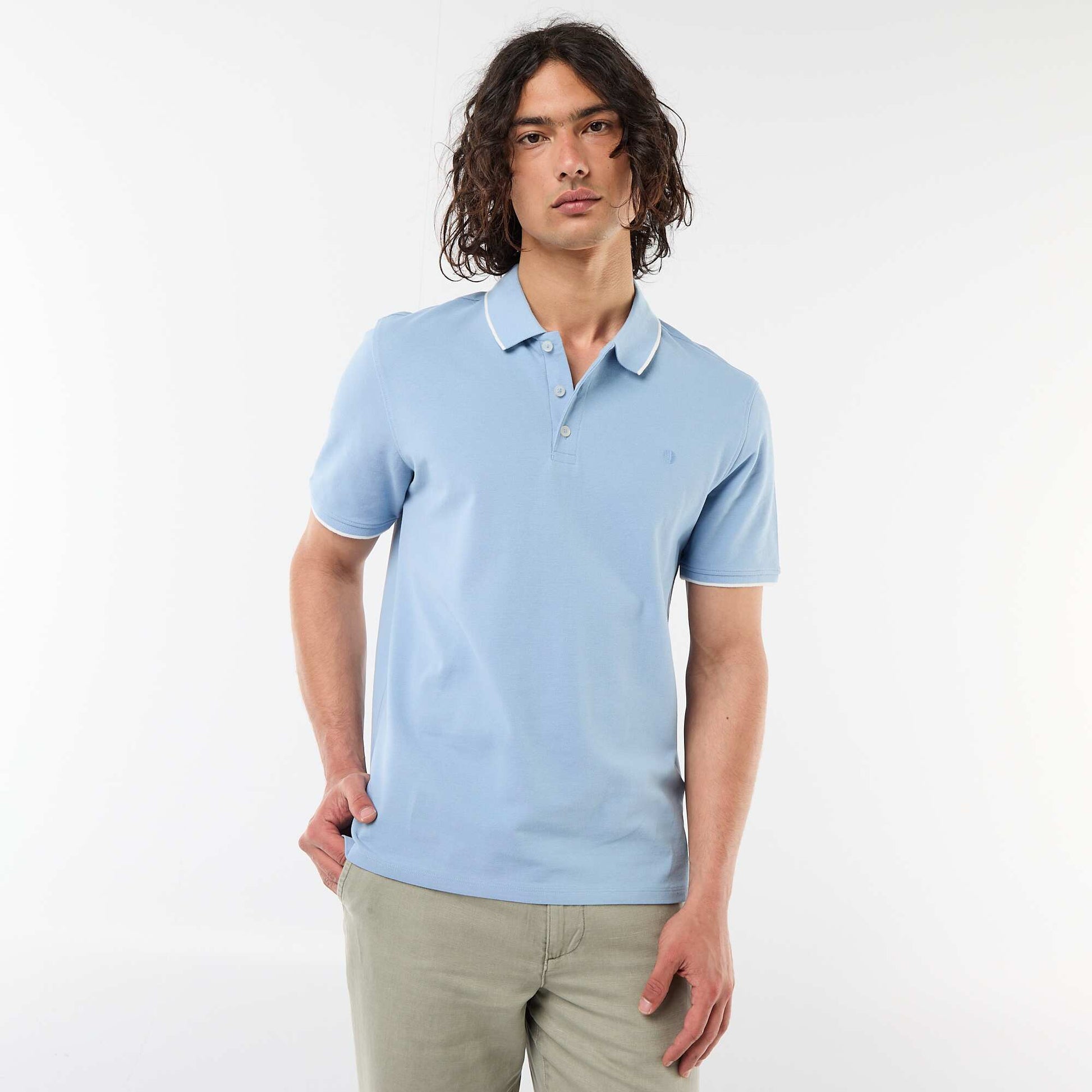 Cotton piqué polo shirt BLUE